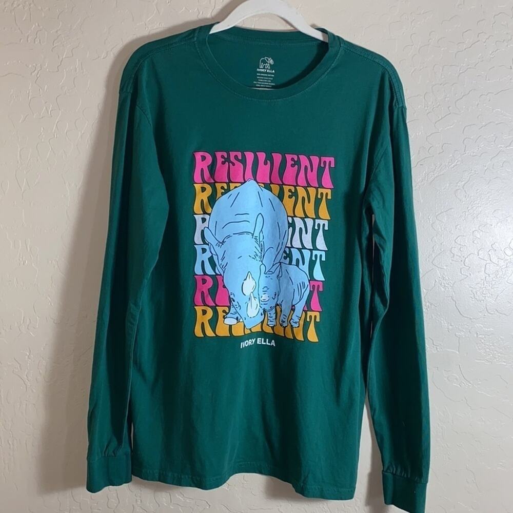 Ivory Ella green graphic long sleeve tee - Picture 5 of 5